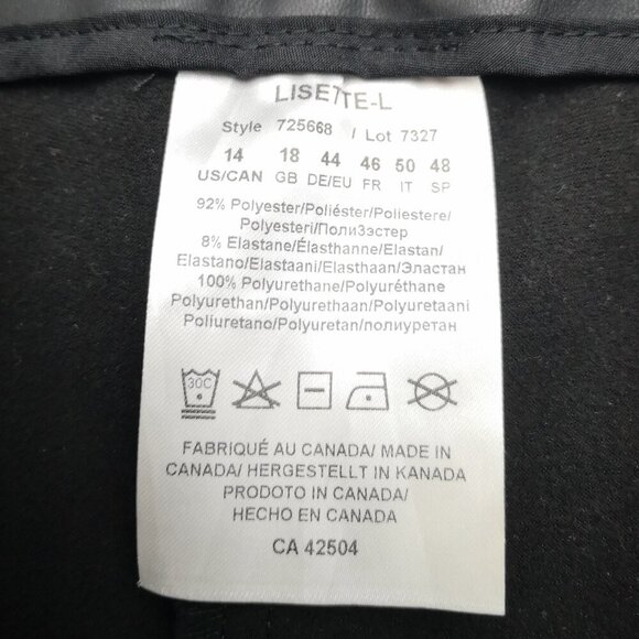 Lisette L Montreal Ladies Size 14 Black Faux Leather Made in Canada Pants - Picture 4 of 12